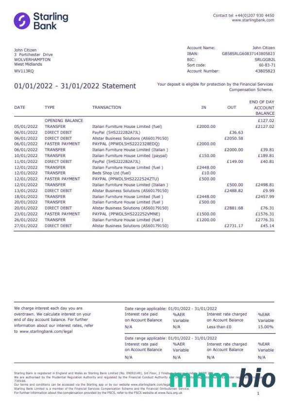 United Kingdom Standard Life proof of address oświadczenie emerytalne w programie Word i PDF format